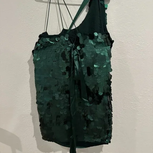 Green one-shoulder sequin dress Maeve by Anthropologie new w/tags sz1x plus - Picture 2 of 4